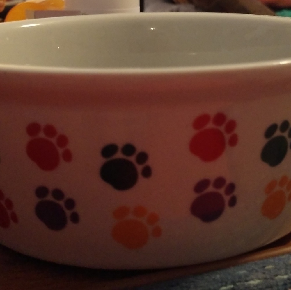 Paw print dog bowl